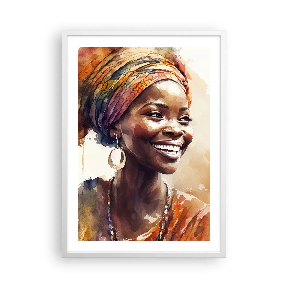 Poster în ramă albă - Regina africană - 50x70 cm