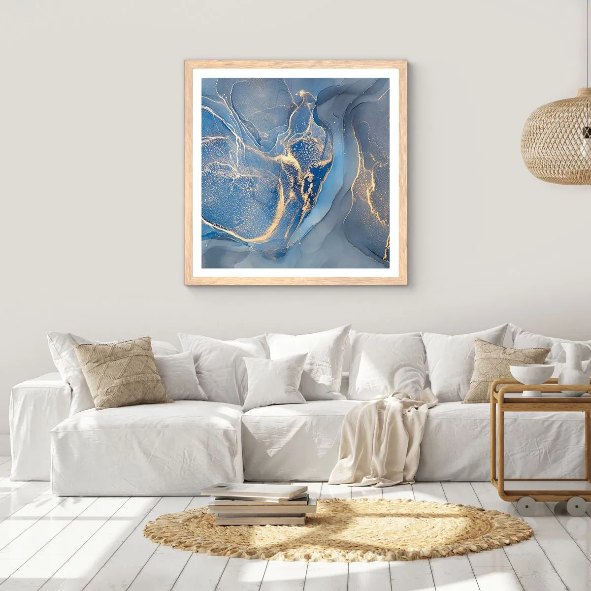 Poster în ramă de stejar deschis - Praf de aur - 50x50 cm