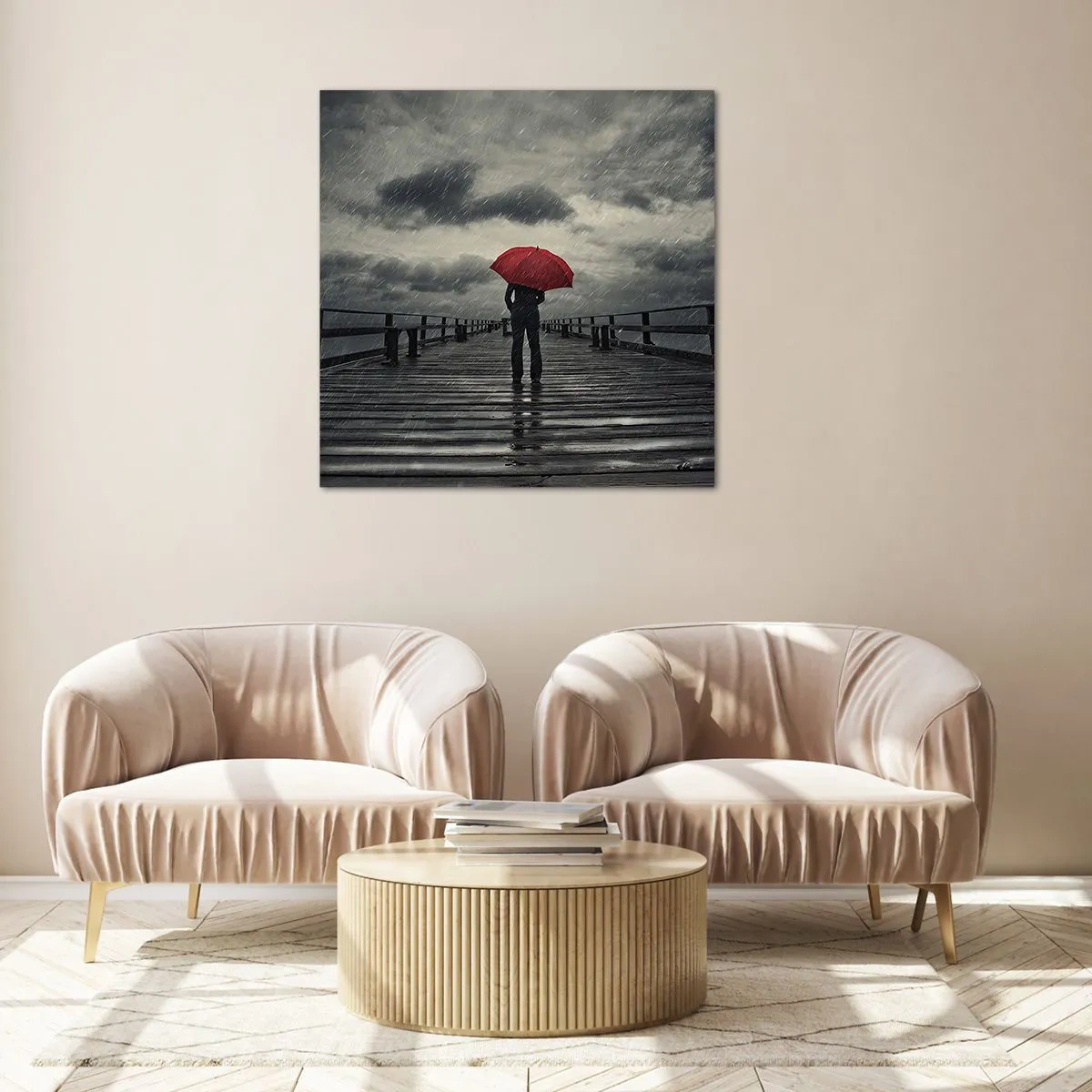 Tablou pe sticlă - Nu e nimic dacă plouă - 70x70 cm