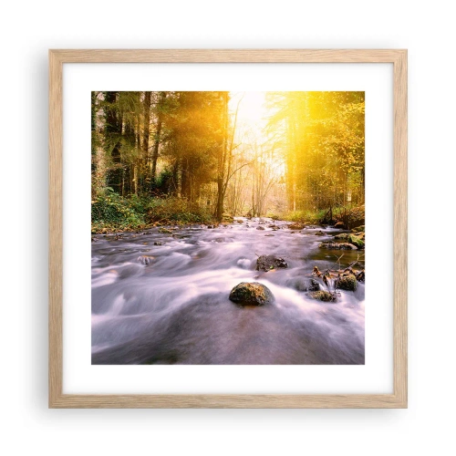 Poster în ramă de stejar deschis - Malachit în rame de argint și aur - 40x40 cm