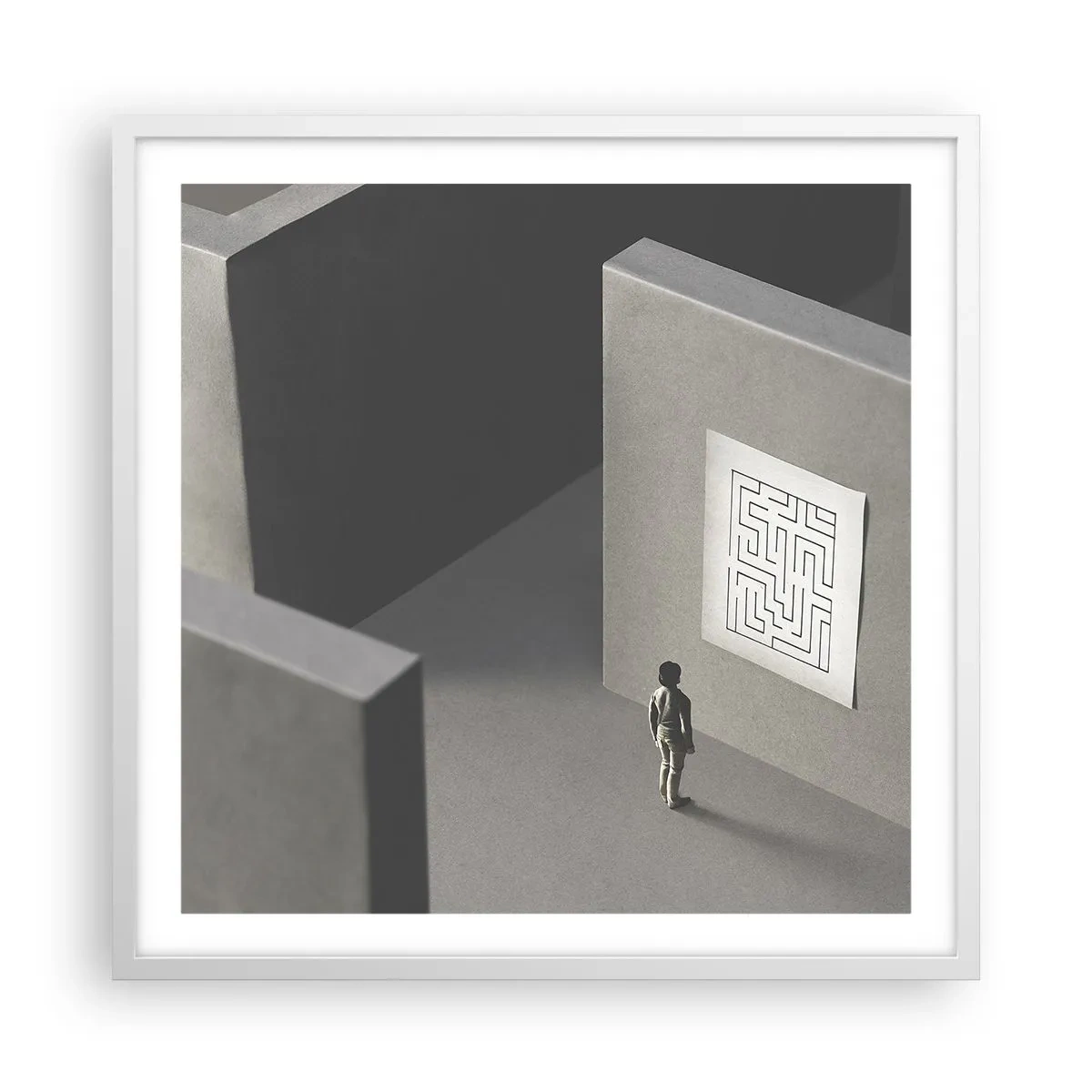 Poster în ramă albă - Dar unde sunt? - 60x60 cm