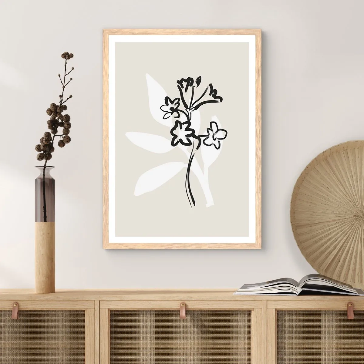 Poster în ramă de stejar deschis - Schiță pentru ierbar - 61x91 cm