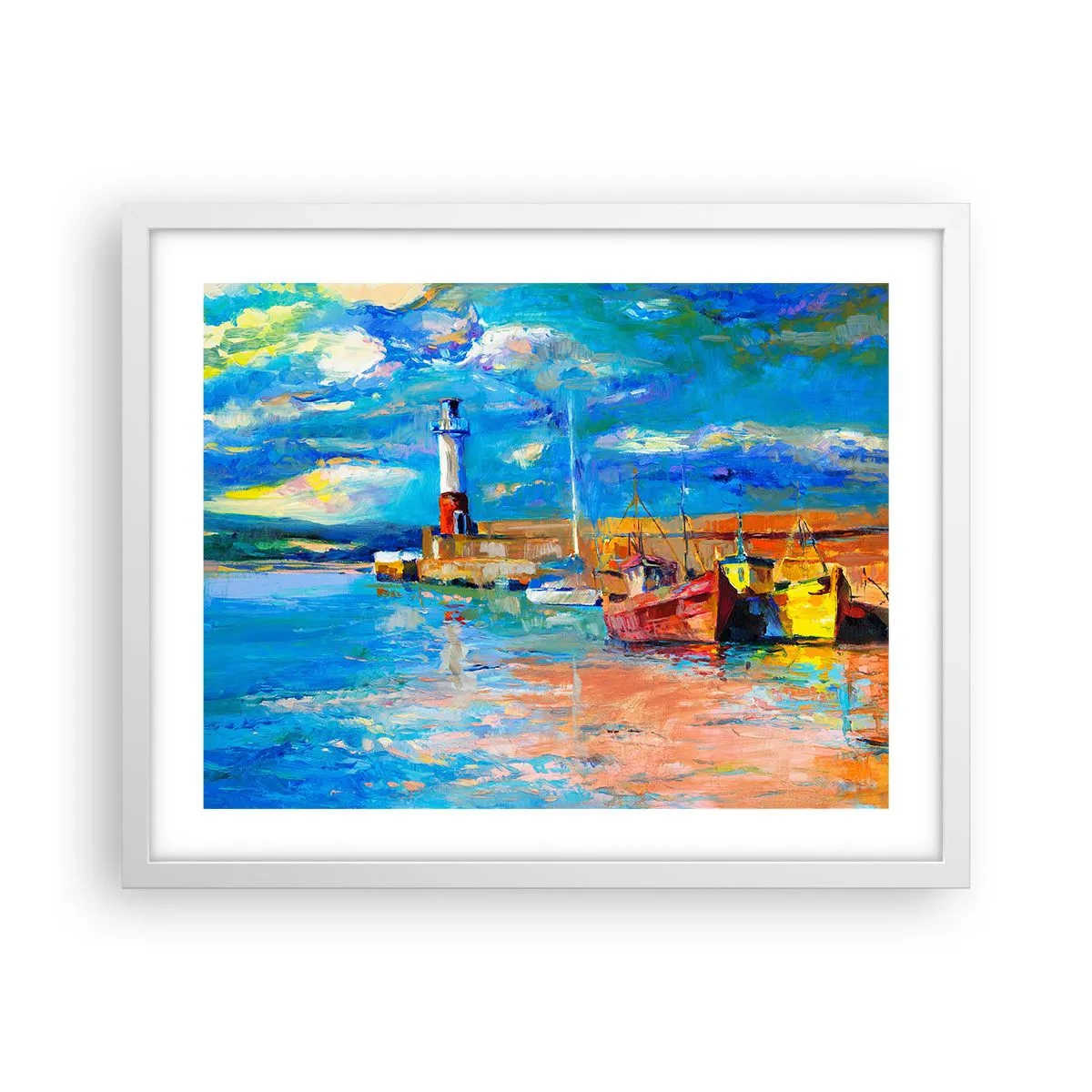Poster în ramă albă - După-amiază în golful de curcubeu - 50x40 cm