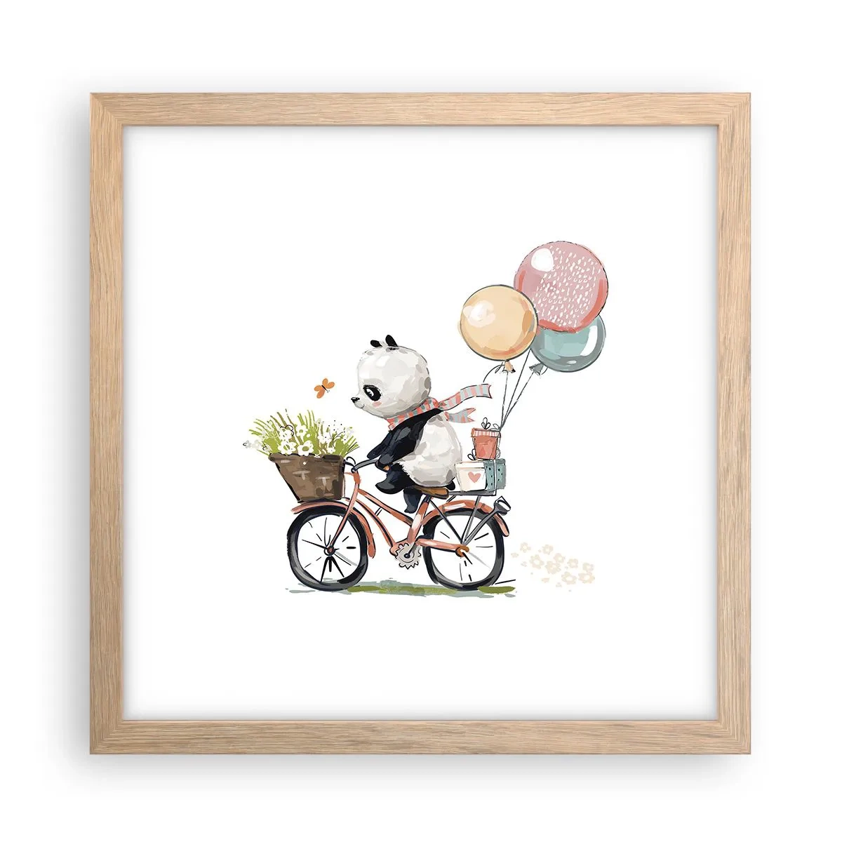 Poster în ramă de stejar deschis - O zi fericită - 30x30 cm