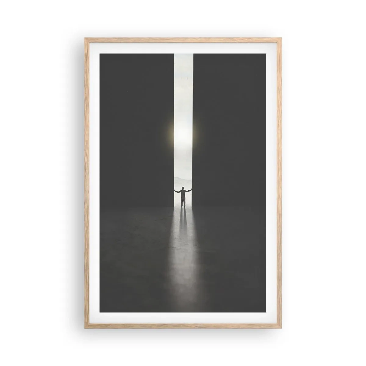 Poster în ramă de stejar deschis - Un pas spre un viitor luminos - 61x91 cm