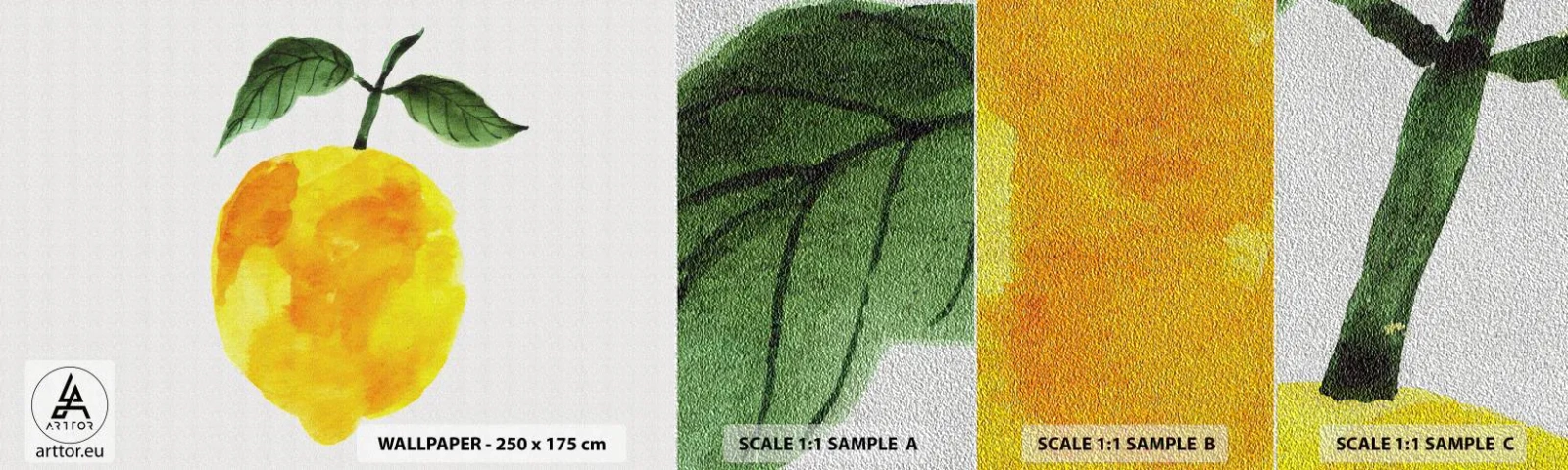 Mostră tapet Premium Sand - Cum să simțiți gustul soarelui - Lămâie, Bucătărie, Fructe - 100x30 cm