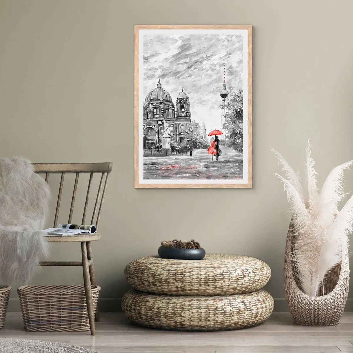 Poster în ramă de stejar deschis - Reuniune în Berlin - 40x50 cm