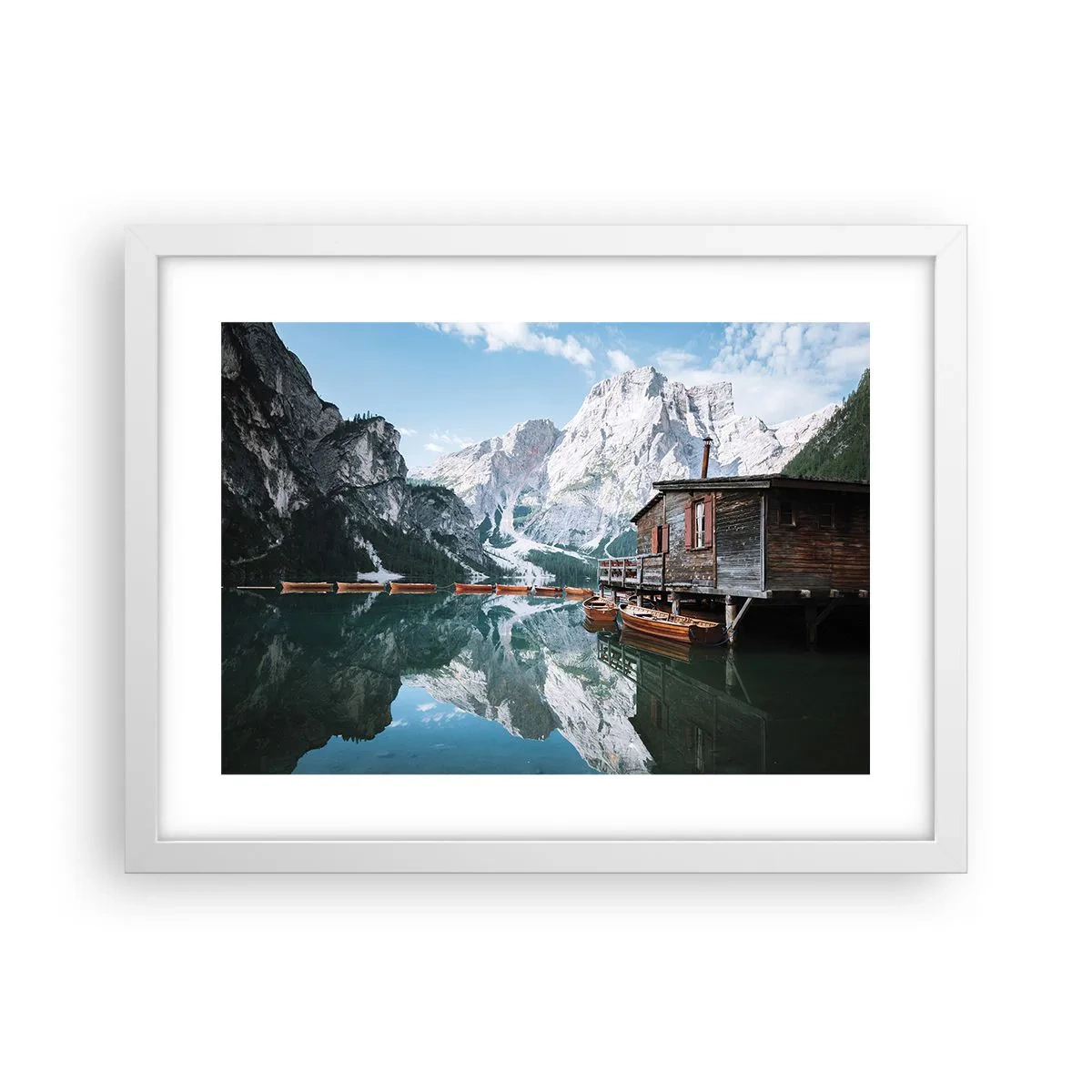 Poster în ramă albă - Dimineață cristalină de munte - 40x30 cm