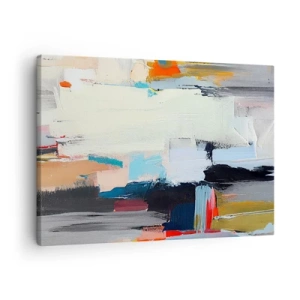 Tablou pe pânză Canvas - Abstracție colorată cu tușe dinamice - 70x50cm - Există o metodă? - Decorațiune modernă pentru perete pentru living și dormitor ARTTOR
