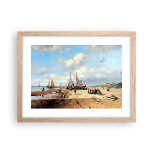 Poster în ramă de stejar deschis - Pescuit de succes - 40x30 cm