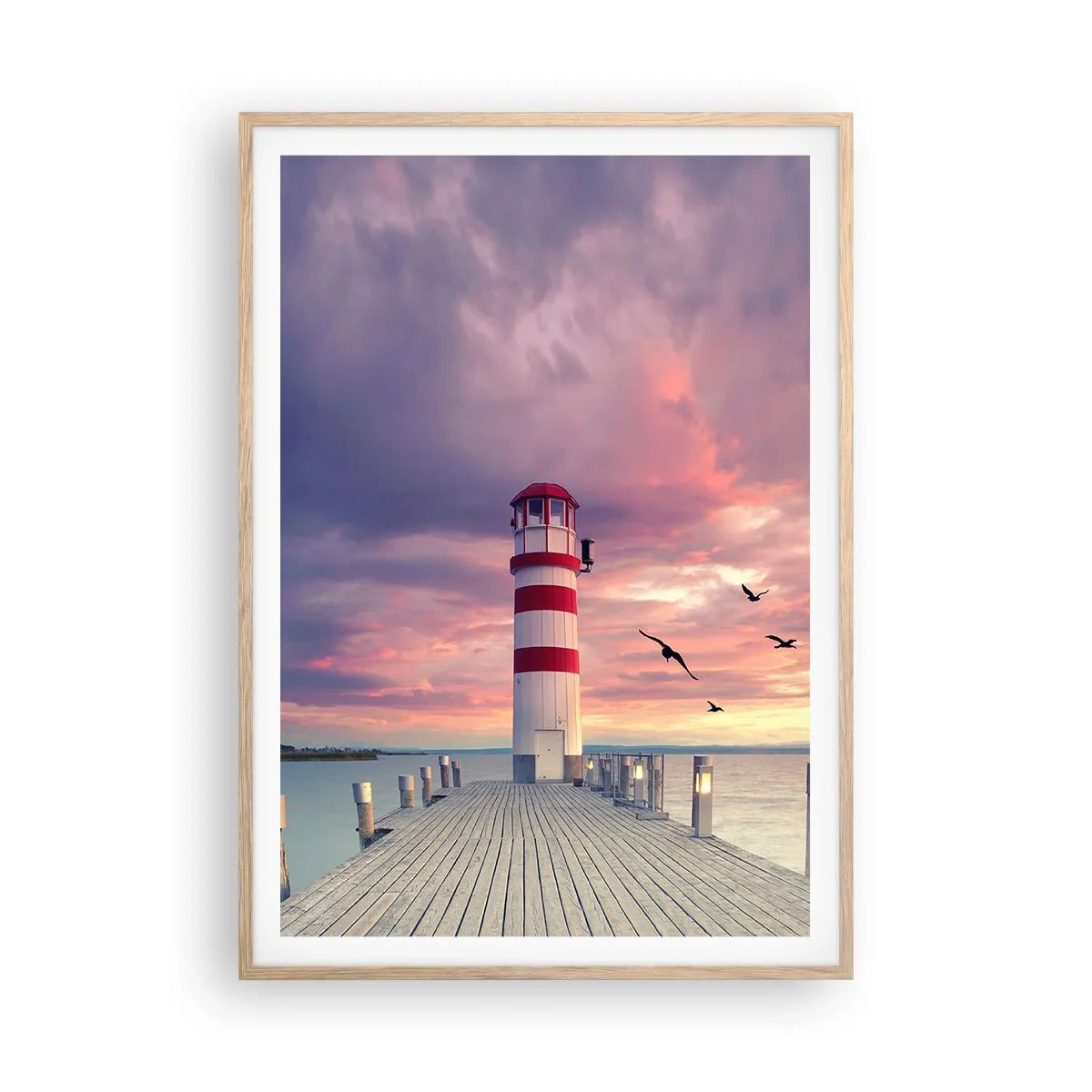 Poster în ramă de stejar deschis - Să ne întoarcem în port - 70x100 cm