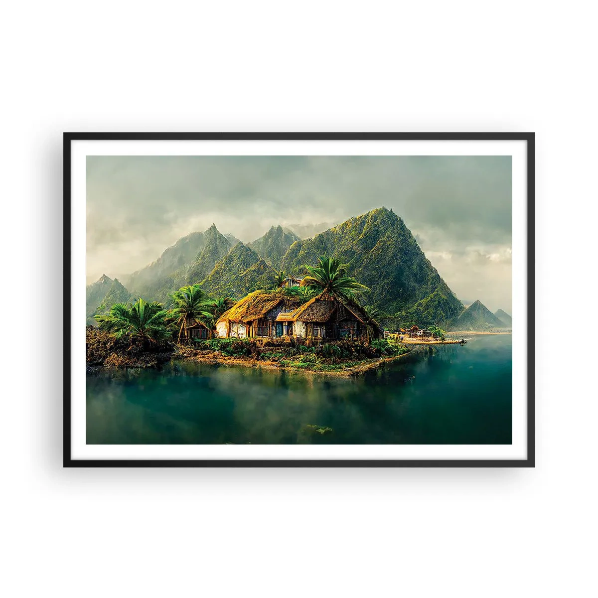 Poster în ramă neagră - Paradisul tropical - 100x70 cm