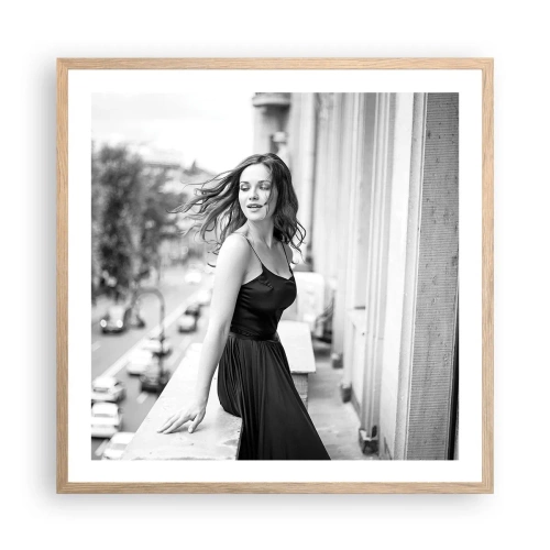 Poster în ramă de stejar deschis - Cu siguranță e o fată pariziană - 60x60 cm