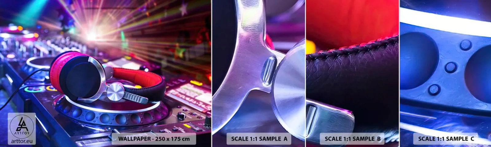 Mostră de Tapet Standard Eco - Imediat începe distracția - Muzică, Studio de muzică, Căști - 100x30 cm