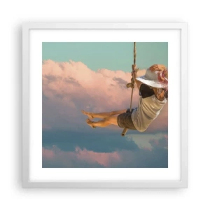 Poster în ramă albă - Distracție în nori - 40x40 cm