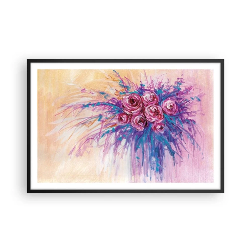 Poster în ramă neagră - Fântână de trandafiri - 91x61 cm