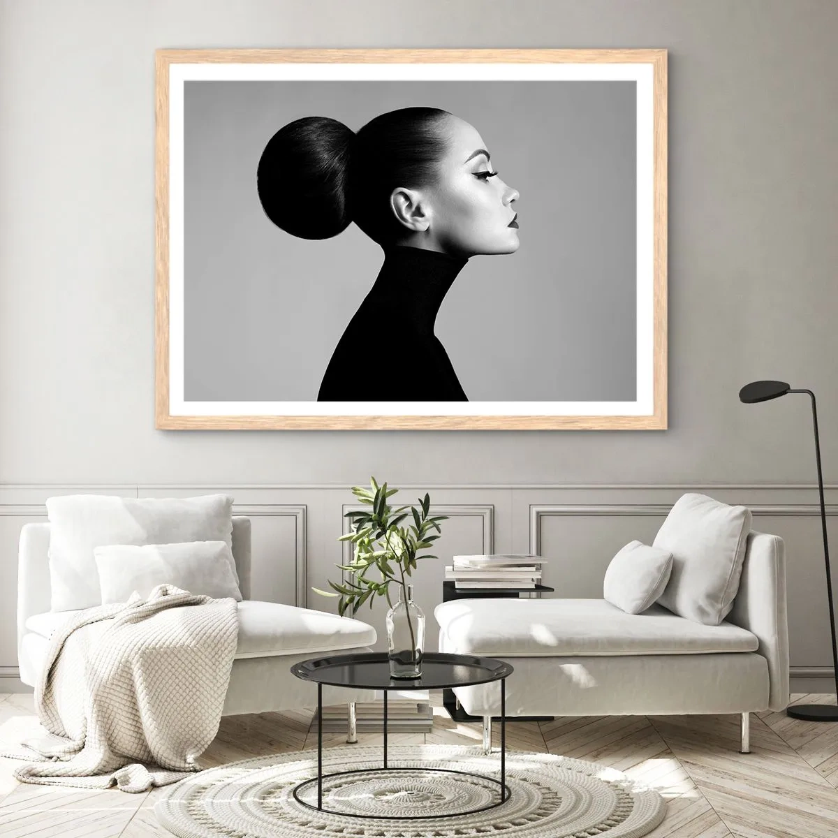 Poster în ramă de stejar deschis - Nefertiti contemporană - 100x70 cm