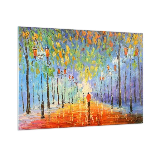 Tablou pe sticlă - Cântecul de noapte al ploii - 100x70 cm