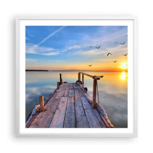 Poster în ramă albă - Mergând înainte spre soare - 60x60 cm