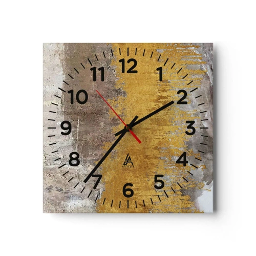 Ceas de perete - Ceas pe sticlă - O suflare de aur - 40x40 cm