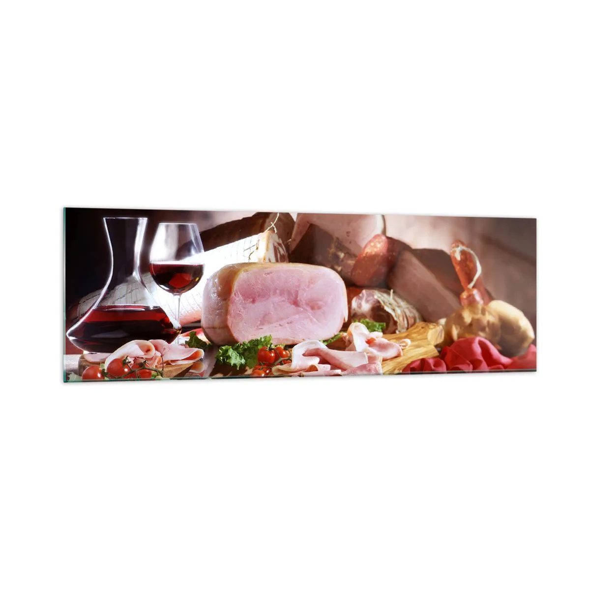 Tablou pe sticlă - Un vis culinar cu o carafă - 160x50 cm