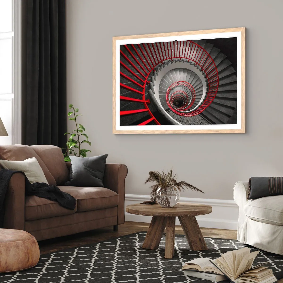 Poster în ramă de stejar deschis - Jocuri arhitecturale - 100x70 cm