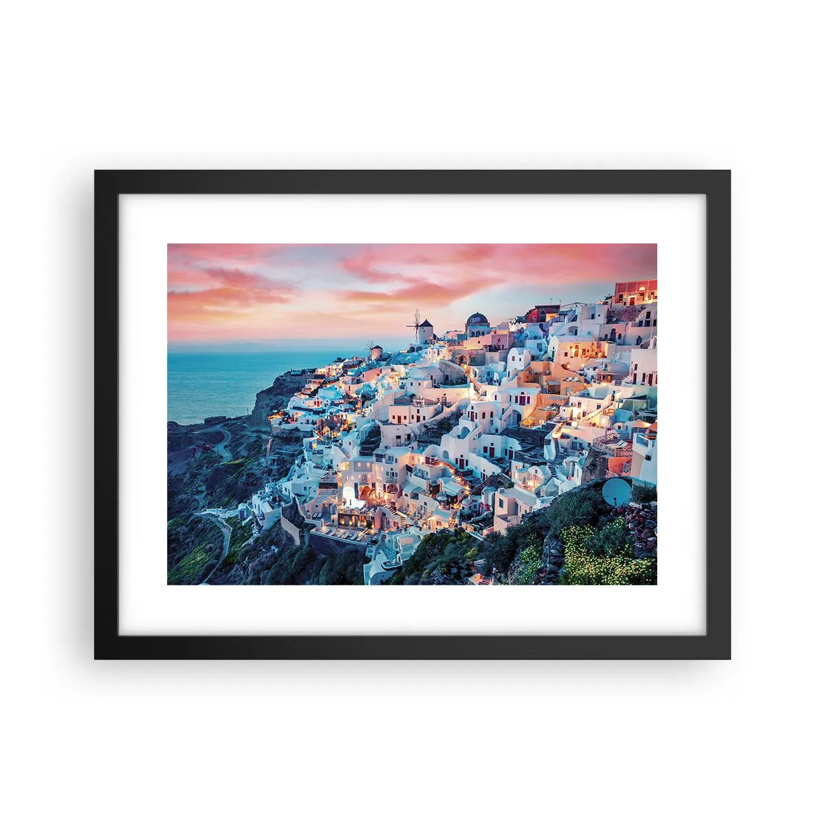Poster în ramă neagră - Vacanța ta grecească - 40x30 cm
