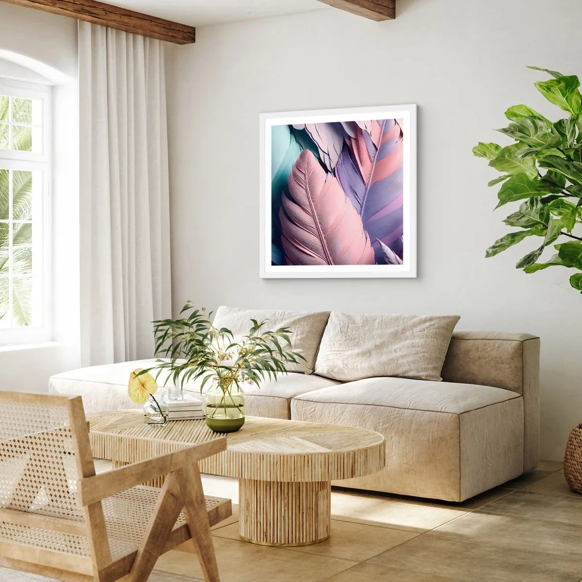 Poster în ramă albă - Eleganța păsărilor - 50x50 cm