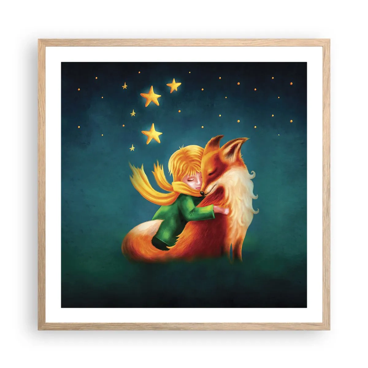 Poster în ramă de stejar deschis - Micul Prinț - 60x60 cm