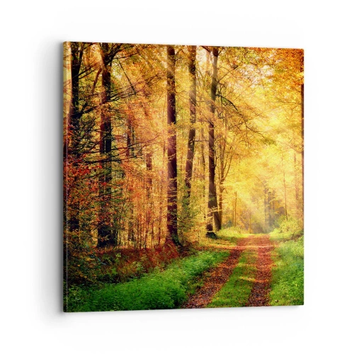 Tablou pe pânză - Tăcere de aur de pădure - 70x70 cm