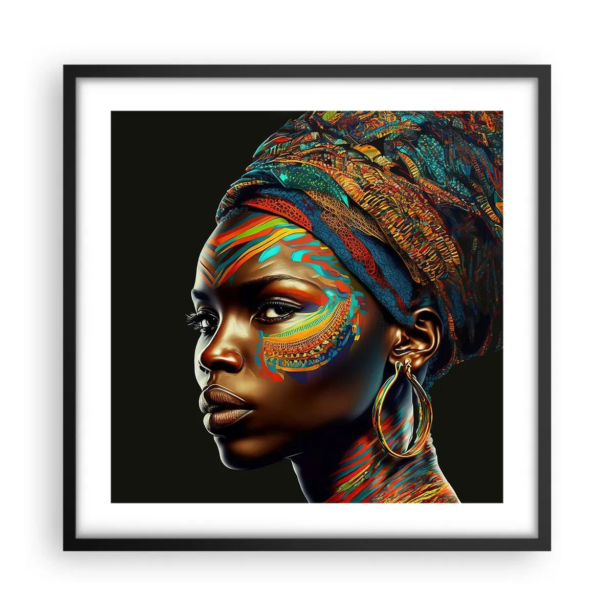 Poster în ramă neagră - Regina africană - 50x50 cm