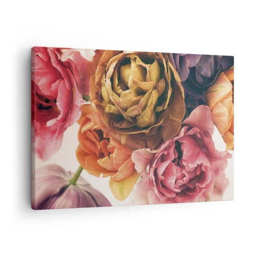 Tablou pe pânză Canvas - Un buchet de flori diverse în culori intense - 70x50cm - Sărbătorirea vieții - Decorațiune modernă pentru perete pentru living și dormitor ARTTOR