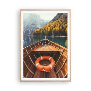 Poster în ramă de stejar deschis - Excursie pe munte - 70x100 cm