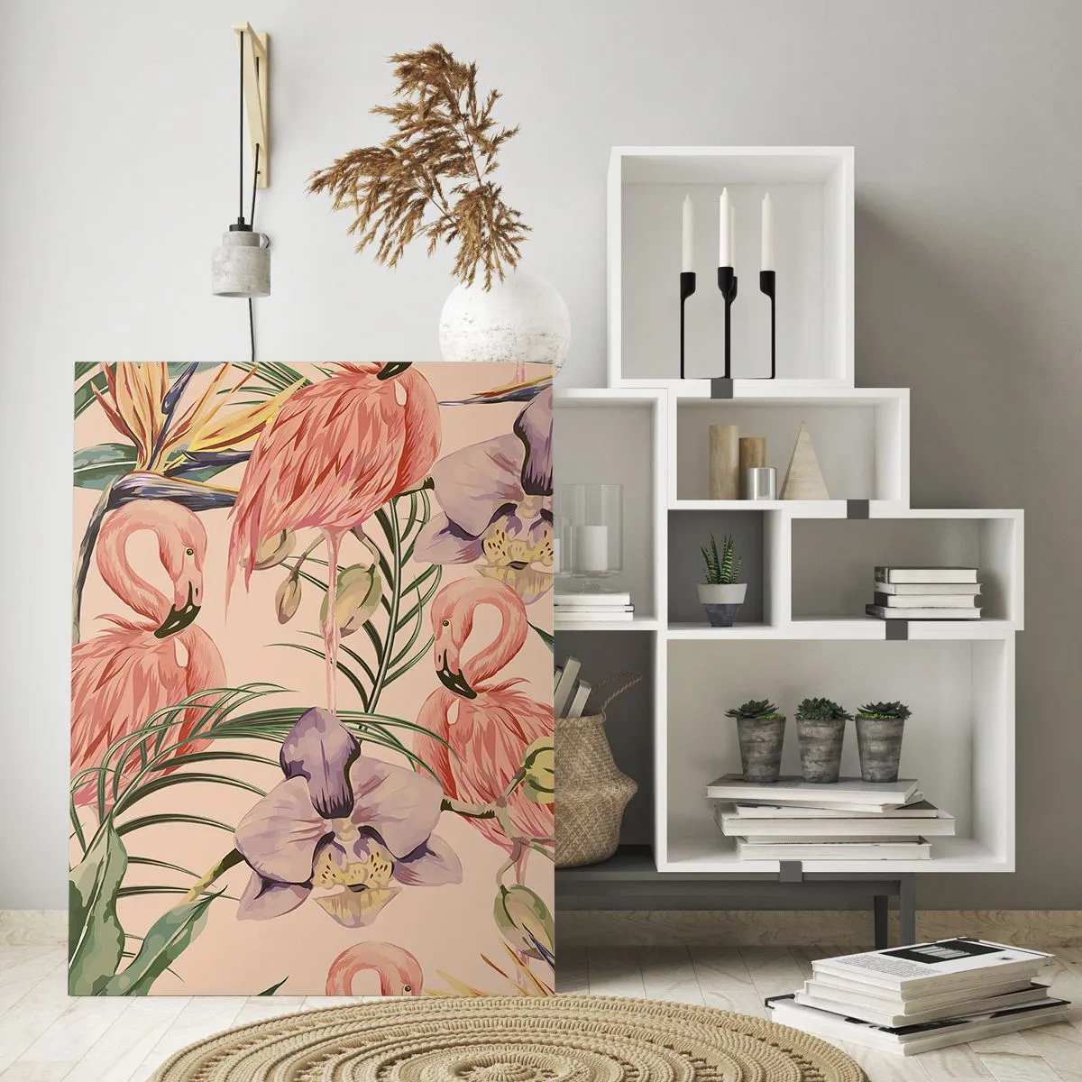 Tablou pe sticlă - Balet floral roz - 80x120 cm