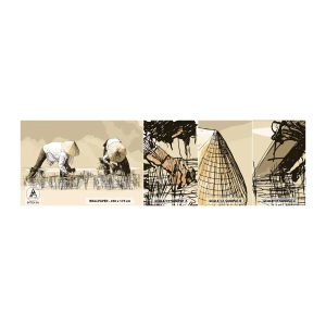 Mostră tapet autocolant Deluxe Sticker - O recoltă reușită - Asia, Plantația de orez, Câmp de orez - 100x30 cm