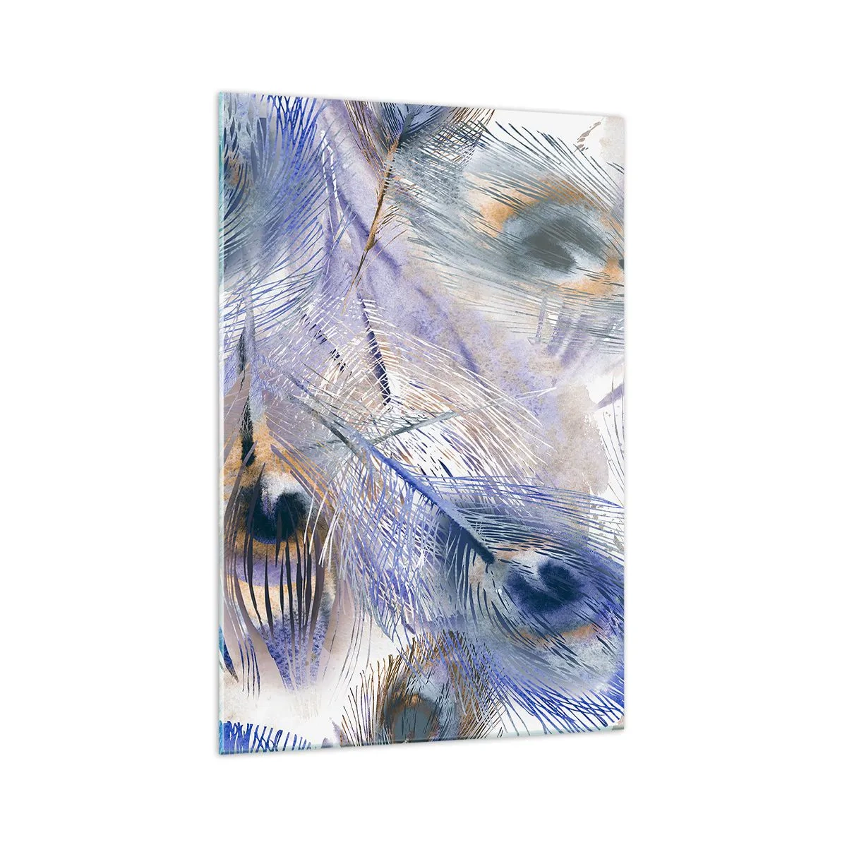 Tablou pe sticlă - Compoziția penelor de păun - 70x100 cm
