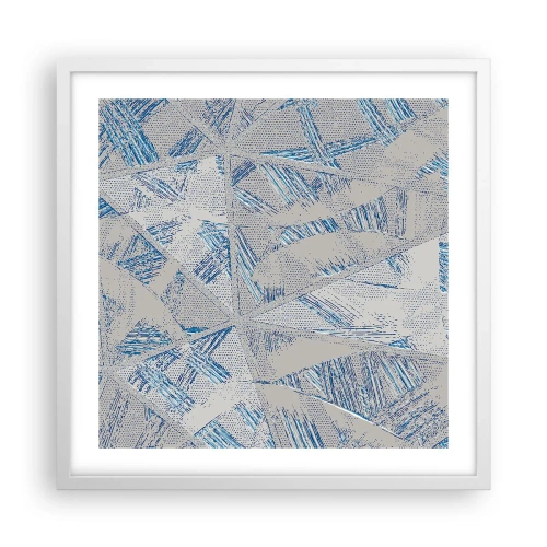 Poster în ramă albă - Într-un labirint de gri-albastru - 50x50 cm