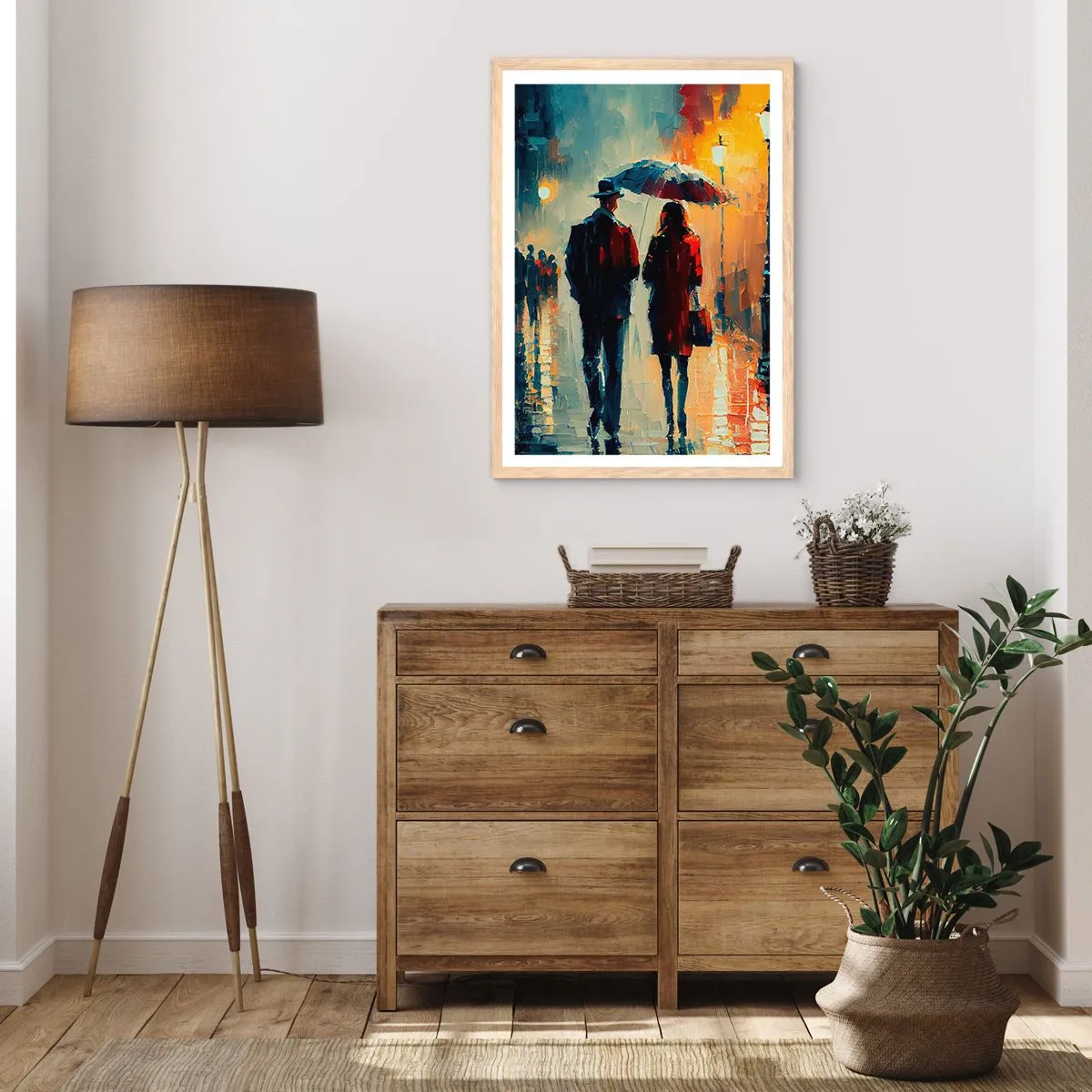 Poster în ramă de stejar deschis - Poveste de dragoste urbană - 30x40 cm