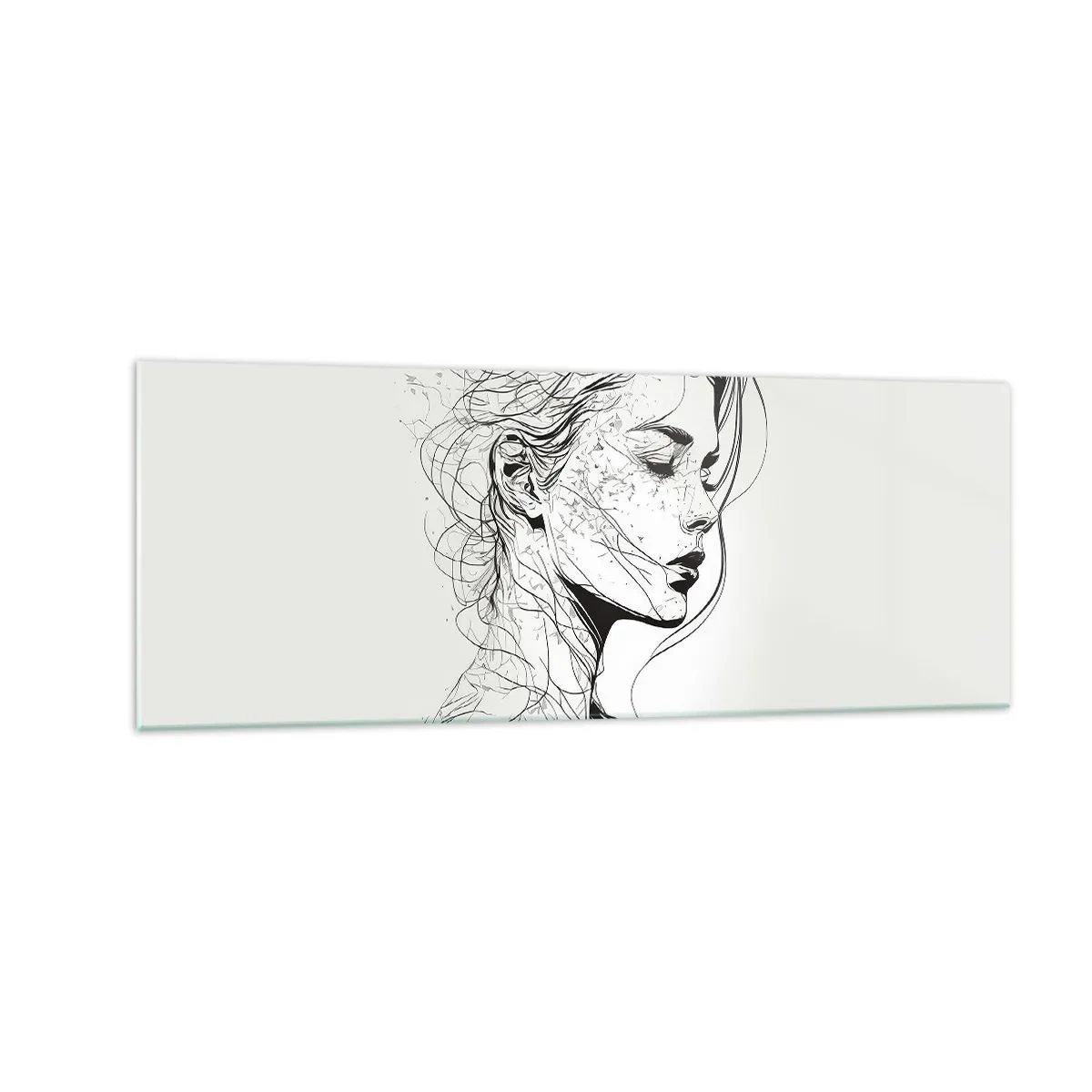 Tablou pe sticlă - Desenată cu linii - 140x50 cm