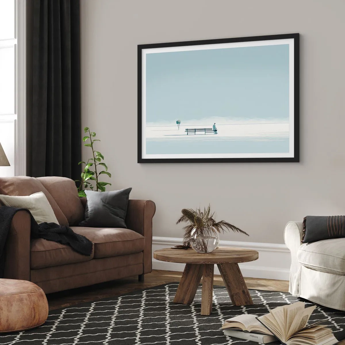 Poster în ramă neagră - Da, aștept. - 91x61 cm