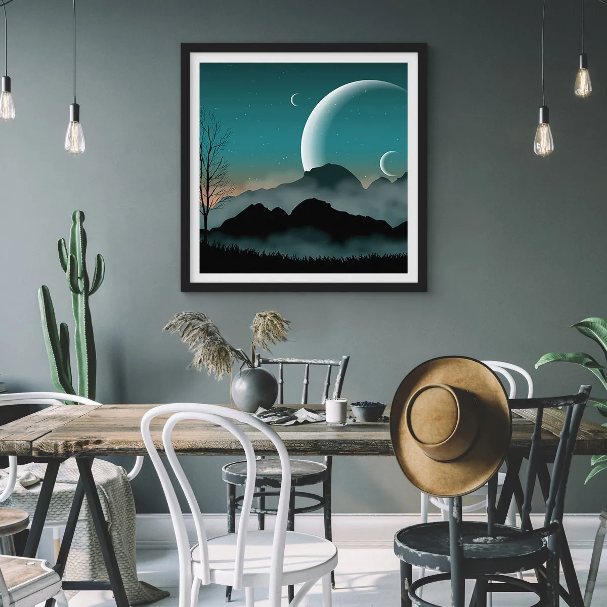 Poster în ramă neagră - Carnavalul unei nopți înstelate - 40x40 cm