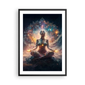 Poster în ramă neagră - Meditație mistică înconjurată de energie cosmică - 50x70cm - Flux de energie bună - Decorațiune modernă pentru perete pentru living și dormitor ARTTOR