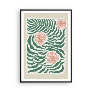 Poster în ramă neagră - Înflorite în verde - 70x100 cm