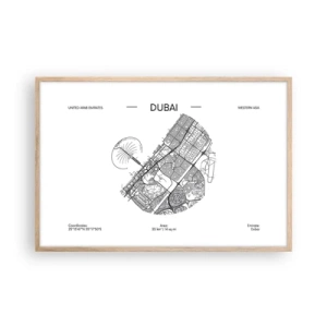 Poster în ramă de stejar deschis - Anatomia Dubaiului - 91x61 cm