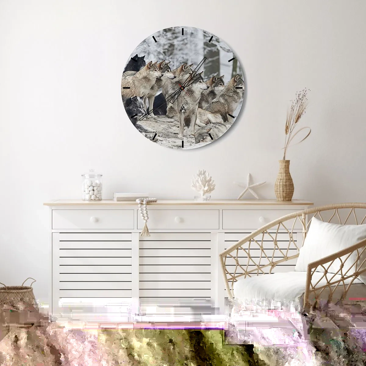 Ceas de perete - Ceas pe sticlă - Familie și prieteni - 30x30 cm