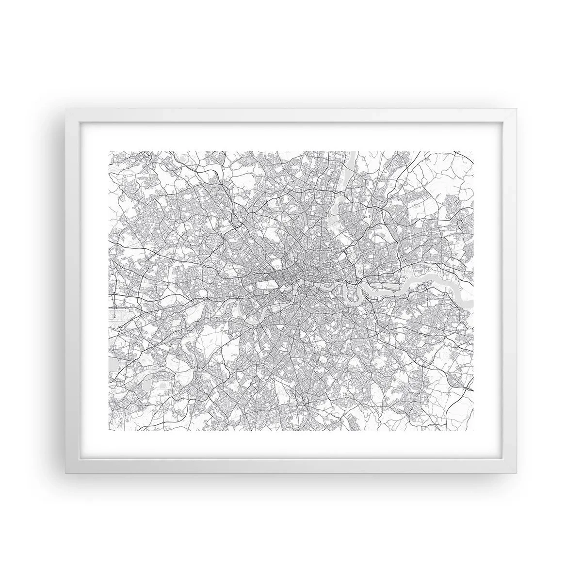 Poster în ramă albă - Harta labirintului din Londra - 50x40 cm