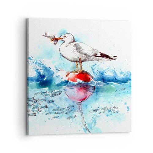 Tablou pe pânză - Pescuit de succes - 70x70 cm