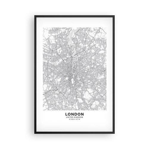Poster în ramă neagră - Harta labirintului din Londra - 61x91 cm