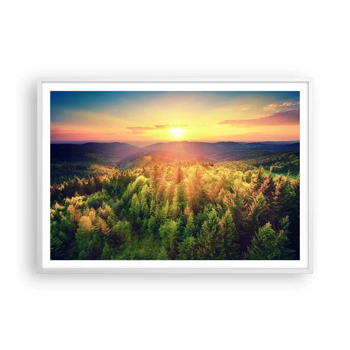 Poster în ramă albă - Vârfuri și culmi - 100x70 cm
