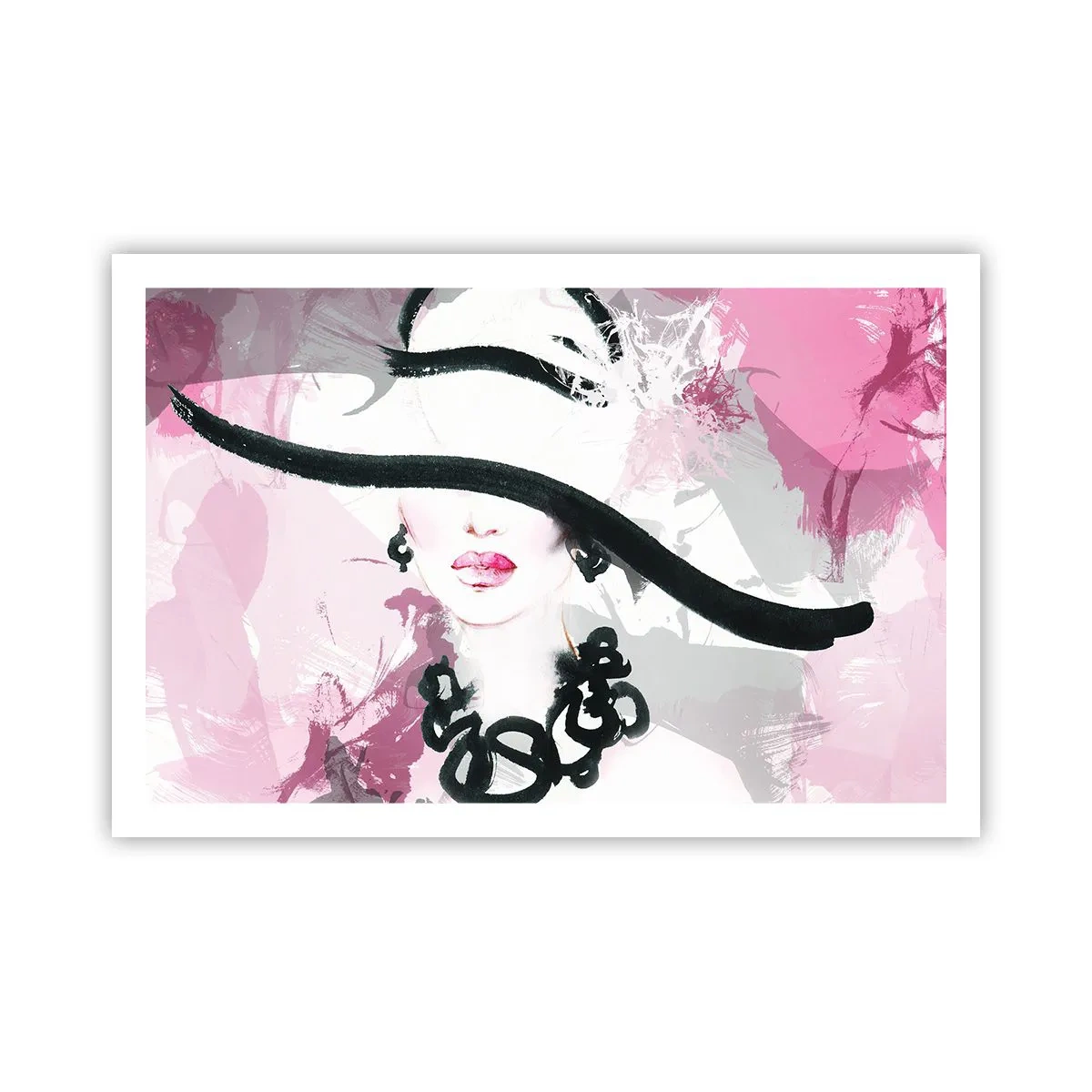 Poster - Studiu unei dame în negru și roz - 91x61 cm